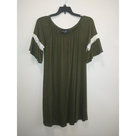 Comfy Olive Green Tunic- Knee length dress size Large - Picture 2 of 7